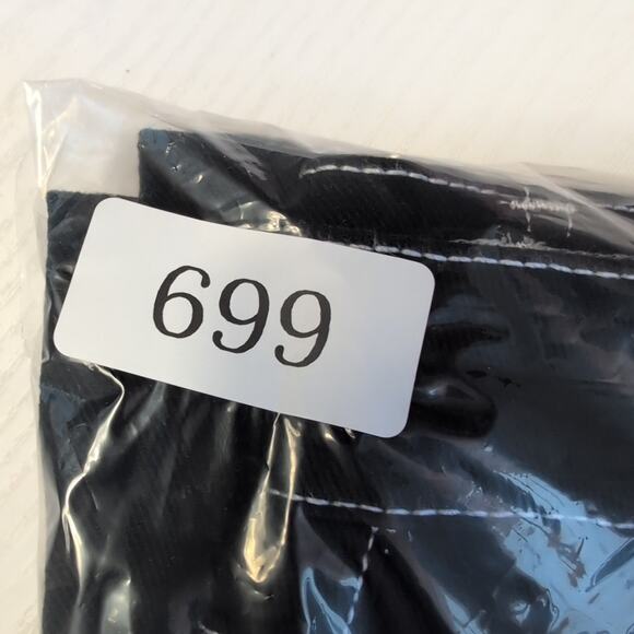 Divided Jeans Womens 4 Black Wide Leg Cargo Pants High Rise Contrast Stitch Y2K - Picture 12 of 12